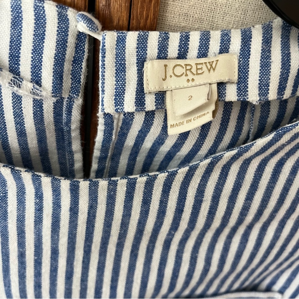 J. Crew Factory Engineer Striped Shell Tank Top Blue White Linen Sleeveless - 2 - Picture 7 of 10